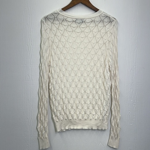 ModCloth - Looking Lively Geometric Pattern Knit Ivory Long Sleeve Sweater Med - Picture 10 of 10